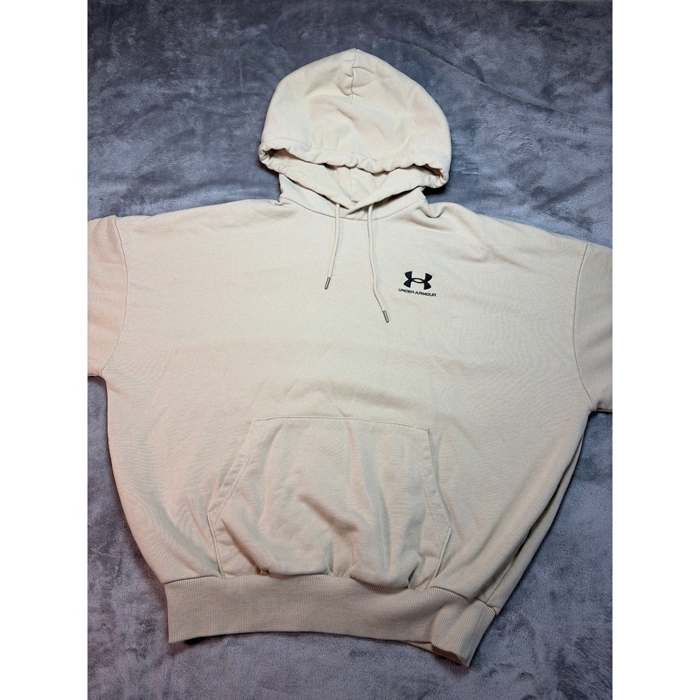 Under Armour Mens Fleece Hoodie Beige Tan Pullover Style 1388020 Size Medium
